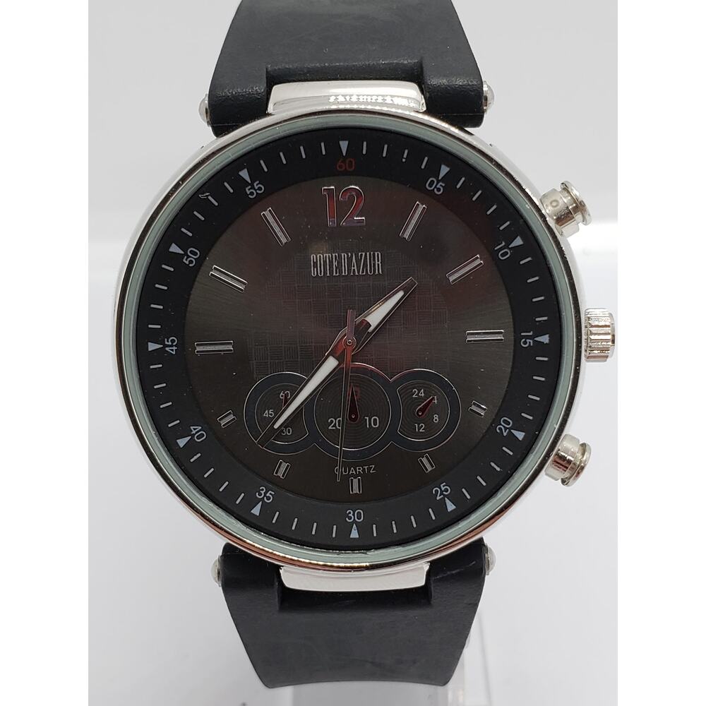 Cote D'azur men's dress watch. Large black multi function face. Working watch